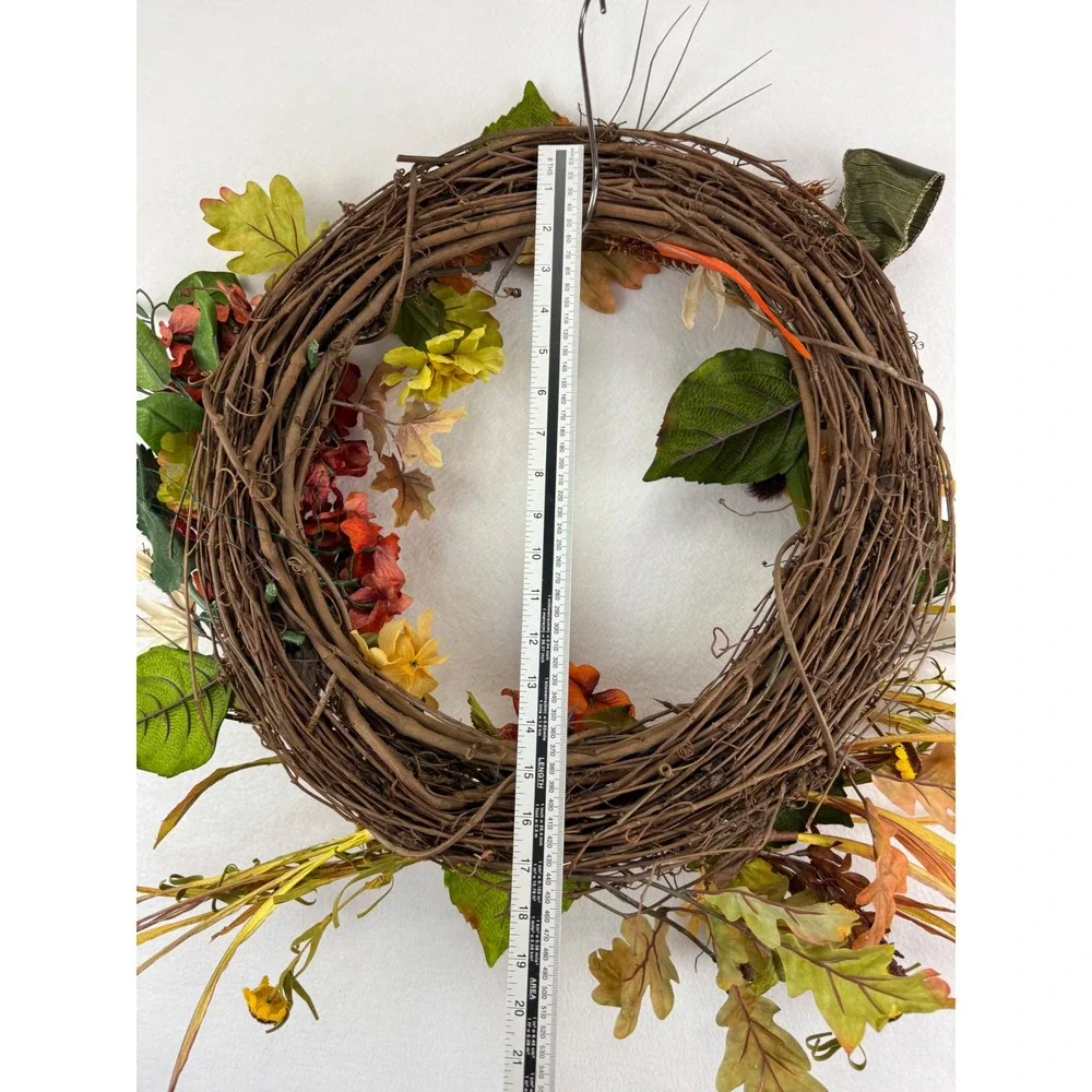 Fall Harvest Grapevine Wreath Orange Rust Floral Autumn Decor 22 Inch